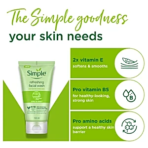 SIMPLE Skin Refreshing Facial Wash Gel 150ml - Image 3