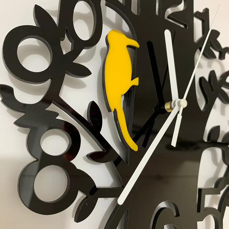 Acrylic Woodpeckers Tree Bird Design Wall Clock - Image 3