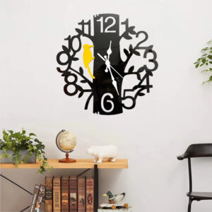 Acrylic Woodpeckers Tree Bird Design Wall Clock