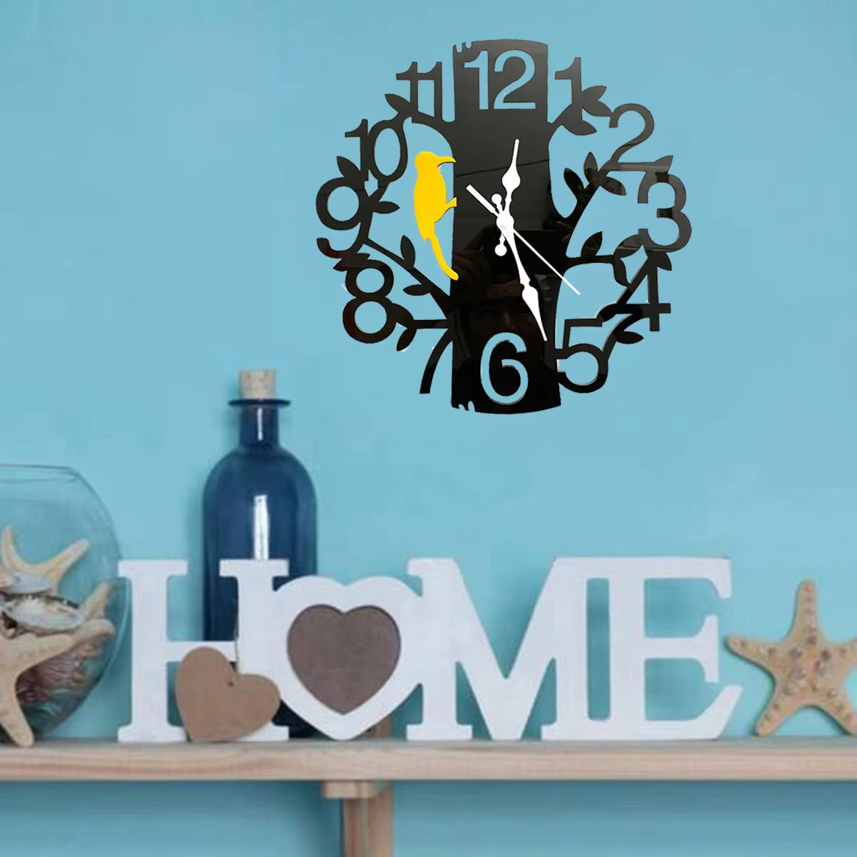 Acrylic Woodpeckers Tree Bird Design Wall Clock - Image 4